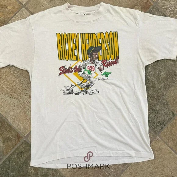 Vintage Oakland Athletics Rickey Henderson Baseball Shirt TE107 - Picture 1 of 2